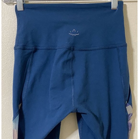 Beyond Yoga Women's Small Teal Tie Dye Mesh Side Panel Leggings 22" x 26" USA - Picture 5 of 9